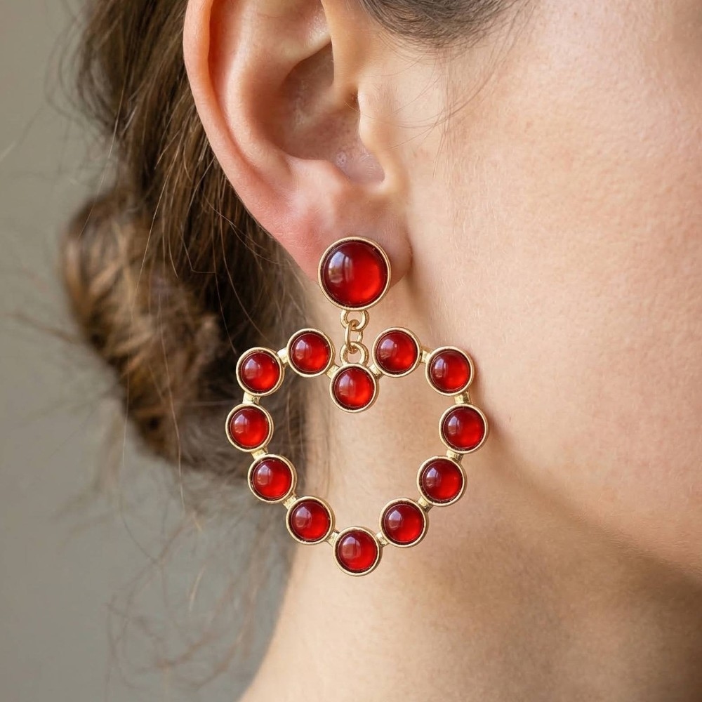 Acrylic Studded Hoop Dangle Earrings