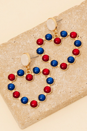 Acrylic Studded Hoop Dangle Earrings