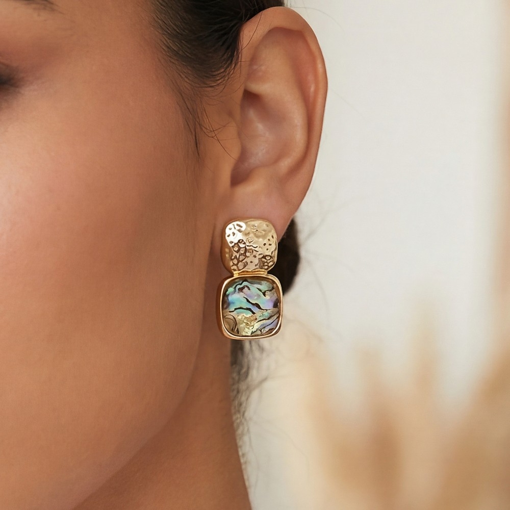 Faceted Stone Drop Earrings