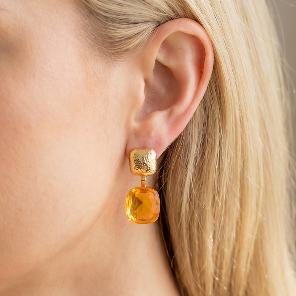 Square Faceted Cut Resin Drop Earrings