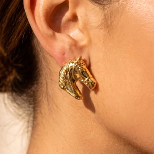Polished Horse Head Stud Earrings