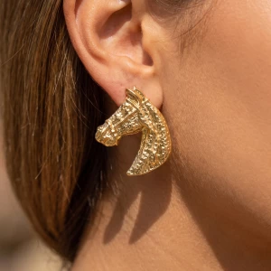 Hammered Texture Horse Head Stud Earrings