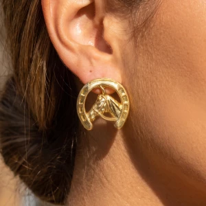 Horseshoe Horse Head Stud Earrings