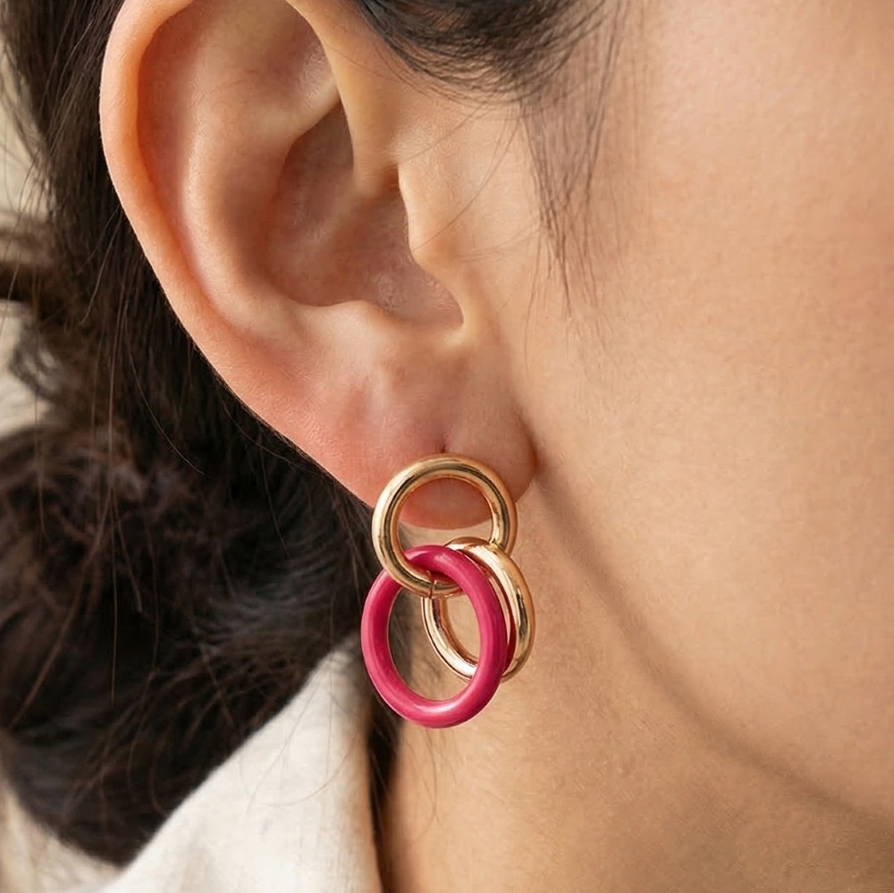 Triple Ring Chain Link Earrings