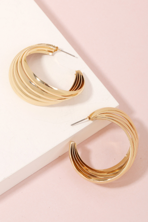 Wide Metallic Layered Hoop Earrings