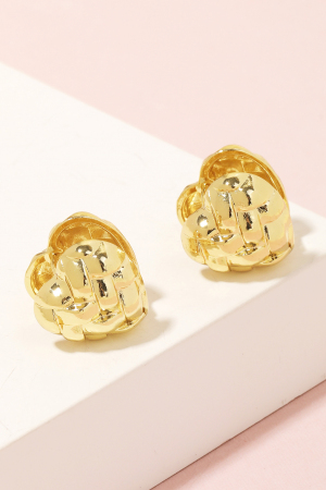 Metallic Braided Heart Latch Stud Earrings