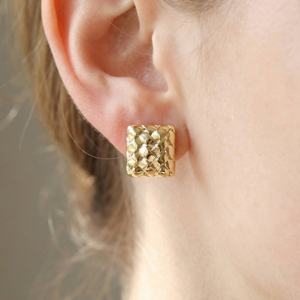 Square Metallic Latch Dangle Earrings