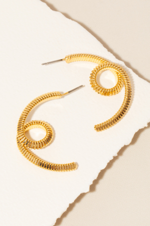 Abstract Metallic Swirl Crescent Drop Earrings