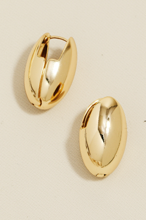 Metallic Oval Latch Hoop Earrings