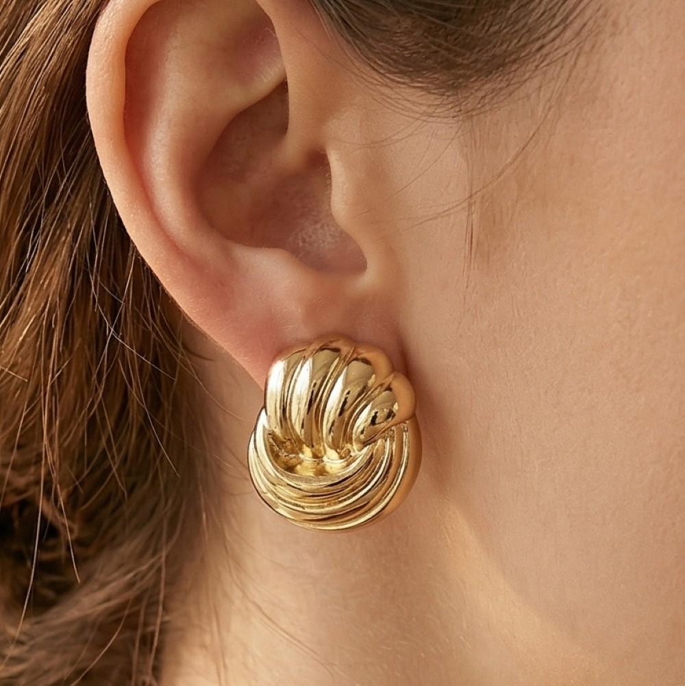 Metallic Knot Hinge Stud Earrings