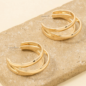 Triple Layered Metallic Hoop Earrings