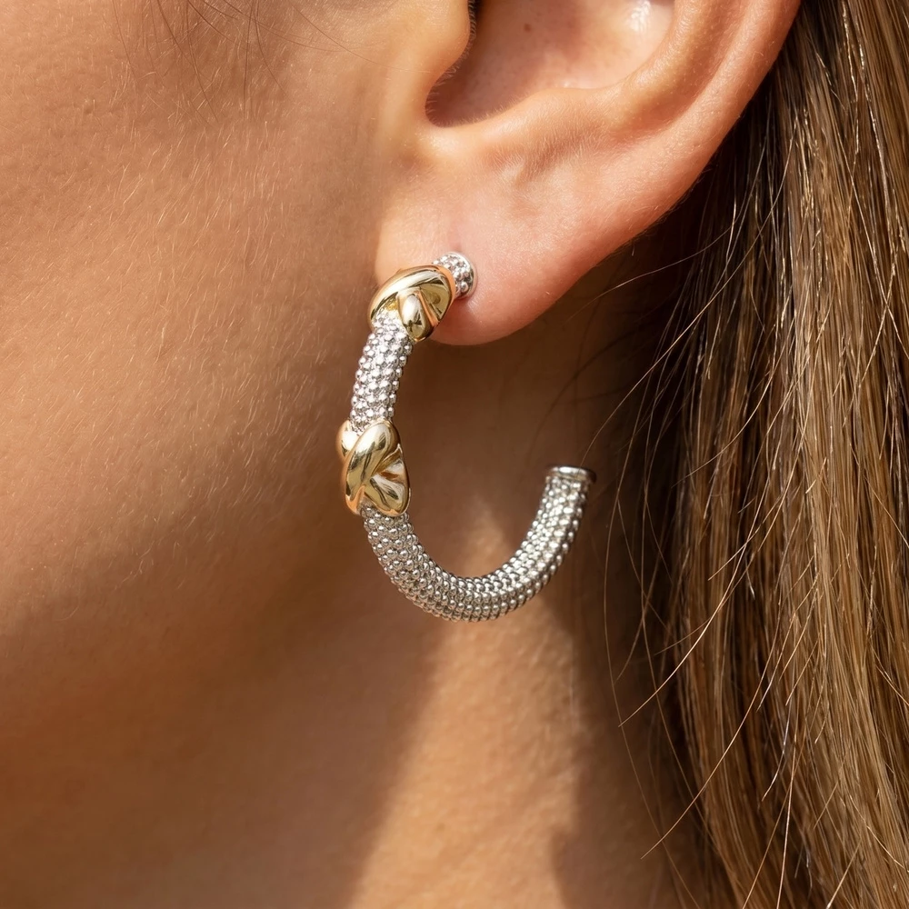 Beaded Knot Station Hoop Earrings