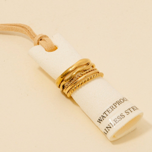 5Pc Stainless Steel Mixed Band Rings Set