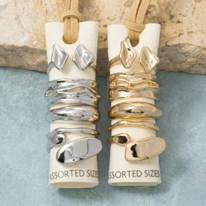 Molten Organic Nugget Stacking Ring Set