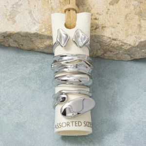 Molten Organic Nugget Stacking Ring Set