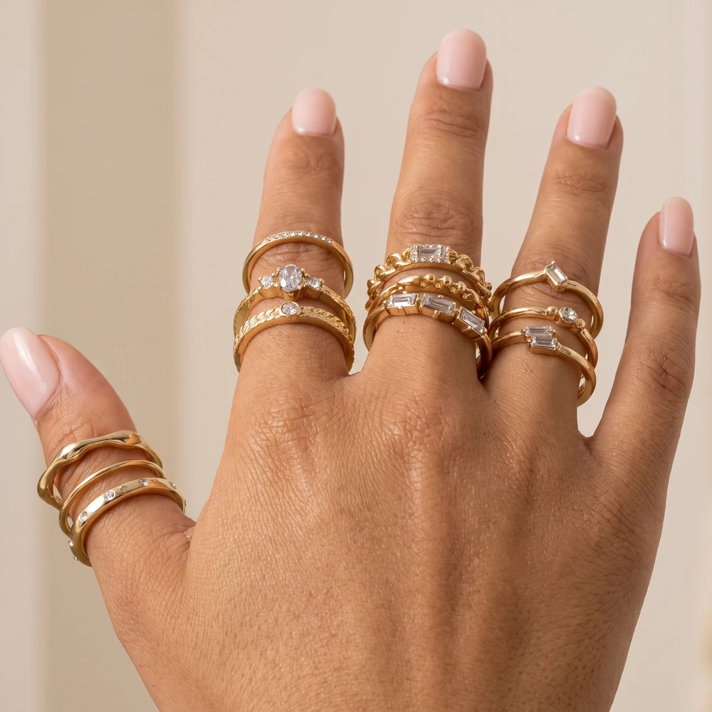 Crystal Baguette Stackable Ring Set
