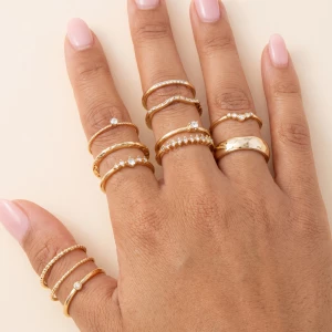 Dainty Crystal Cluster Stackable Ring Set