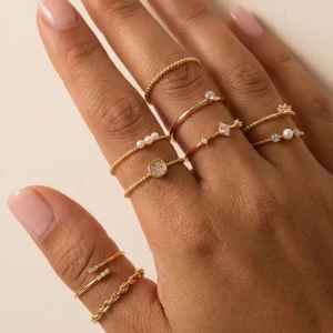 Twisted And Pave Crystal Stacking Ring Set