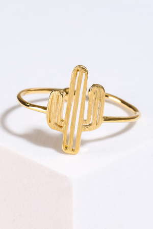 Gold Dipped Delicate Adjustable Cactus Ring