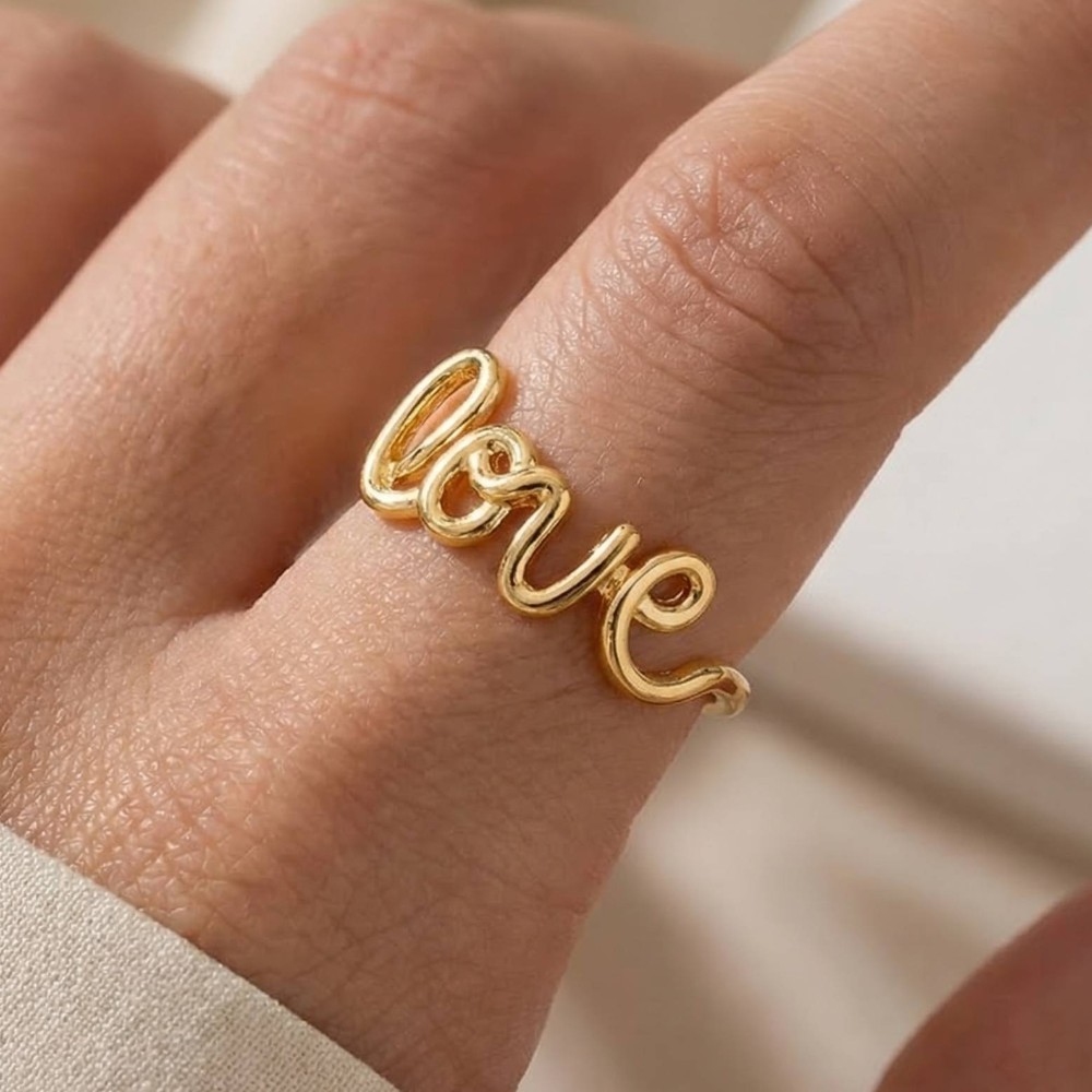 Gold Dipped Handwritten Love Ring