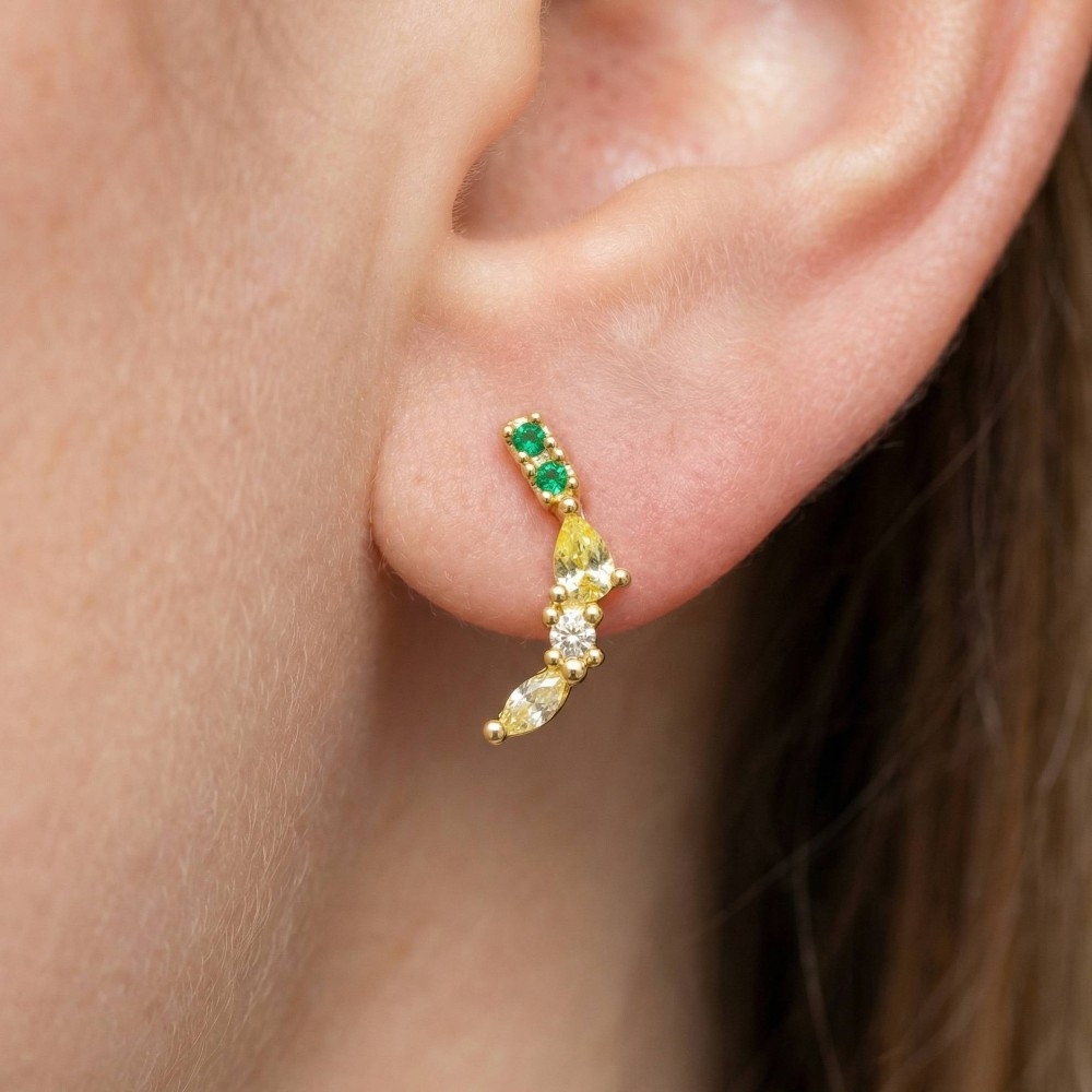 Faceted Banana Gem Stud Earrings