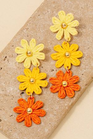 Colorful Braided Flower Chain Dangle Earrings