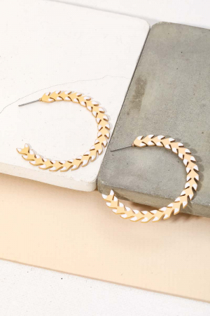 Round Chevron Pattern Hoop Earrings
