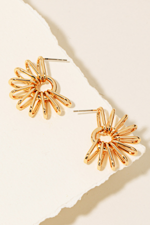 Metallic Wire Flower Hoop Earrings