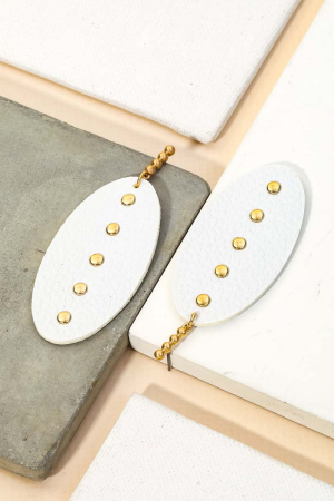 Leather Oval Drop Earrings