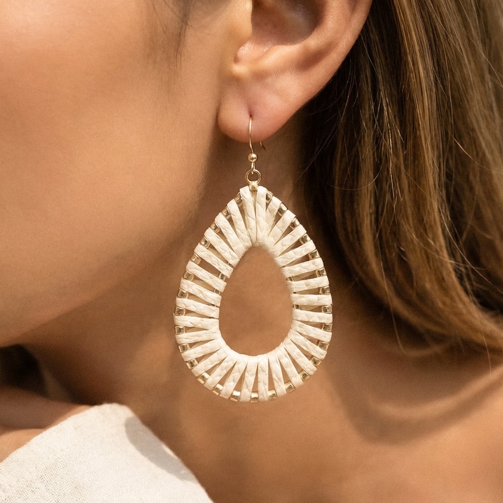 Faux Leather Wrap Teardrop Dangle Earrings