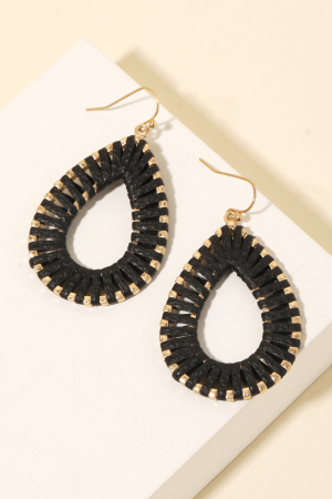 Faux Leather Wrap Tear Dangle Earrings