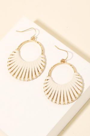 Leather Wrap Crescent Hoop Dangle Earrings