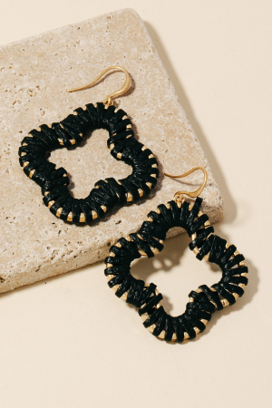 Leather Wrap Clover Dangle Earrings