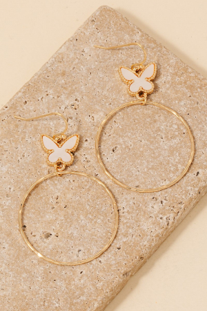 Shell Butterfly And Hoop Dangle Earrings