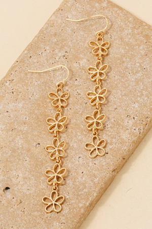 Dainty Metallic Flower Chain Dangle Earrings