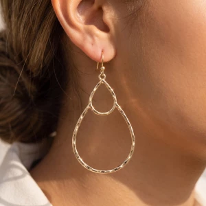 Open Teardrop Silhouette Drop Earrings