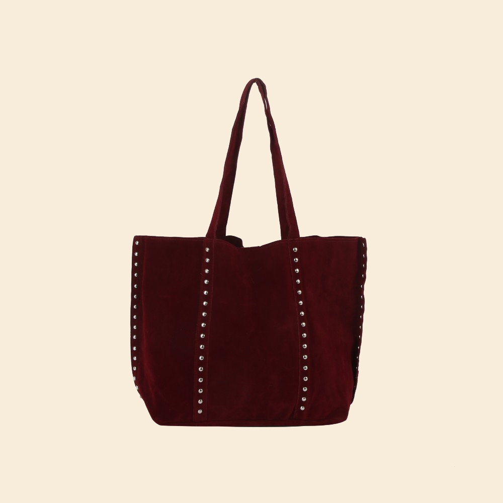 Grommet Studded Suede Tote Bag