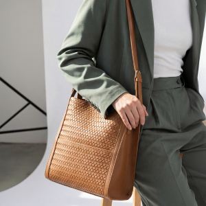 Fashion Woven Faux Leather Shoulder Bag