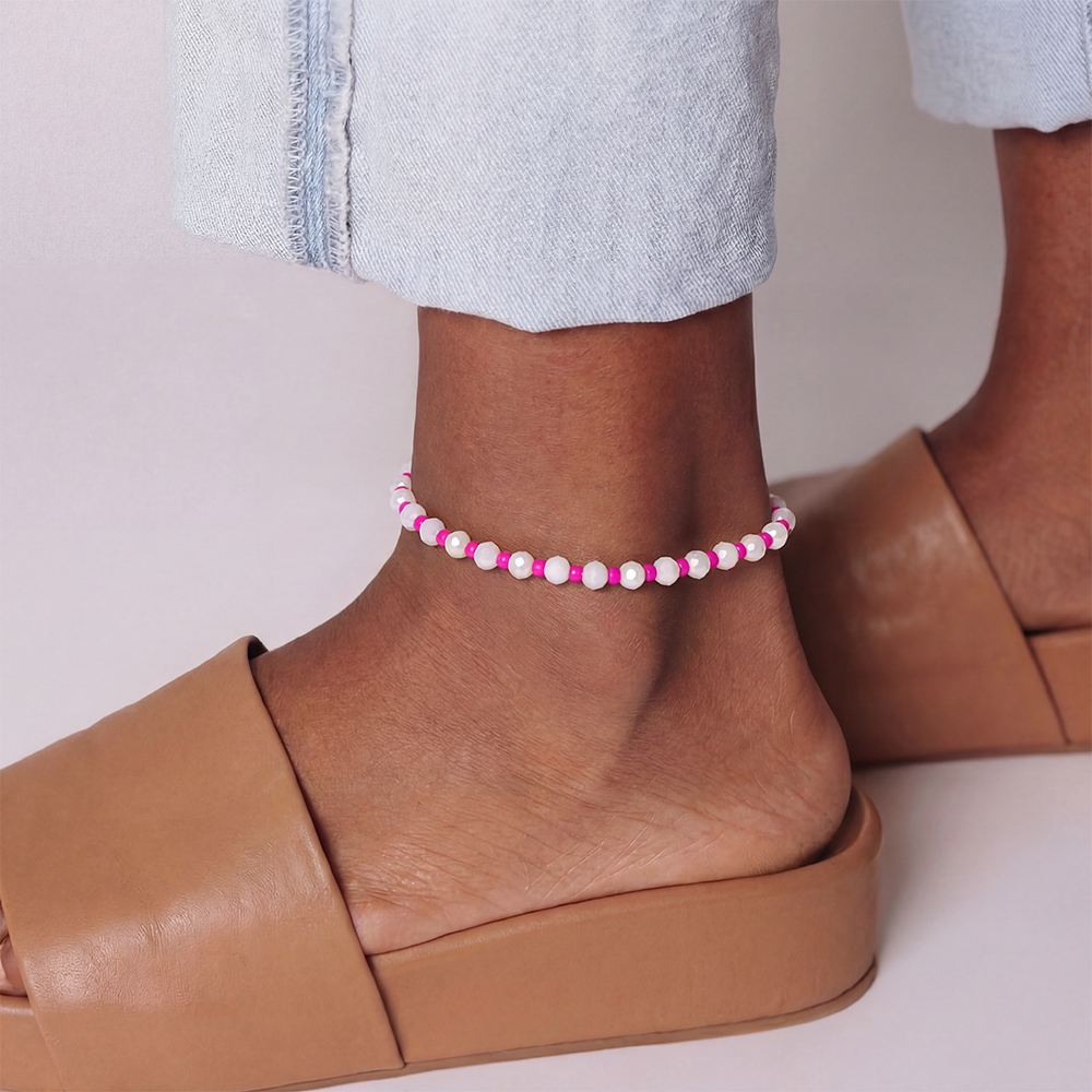 Glass Ball Beaded Anklet