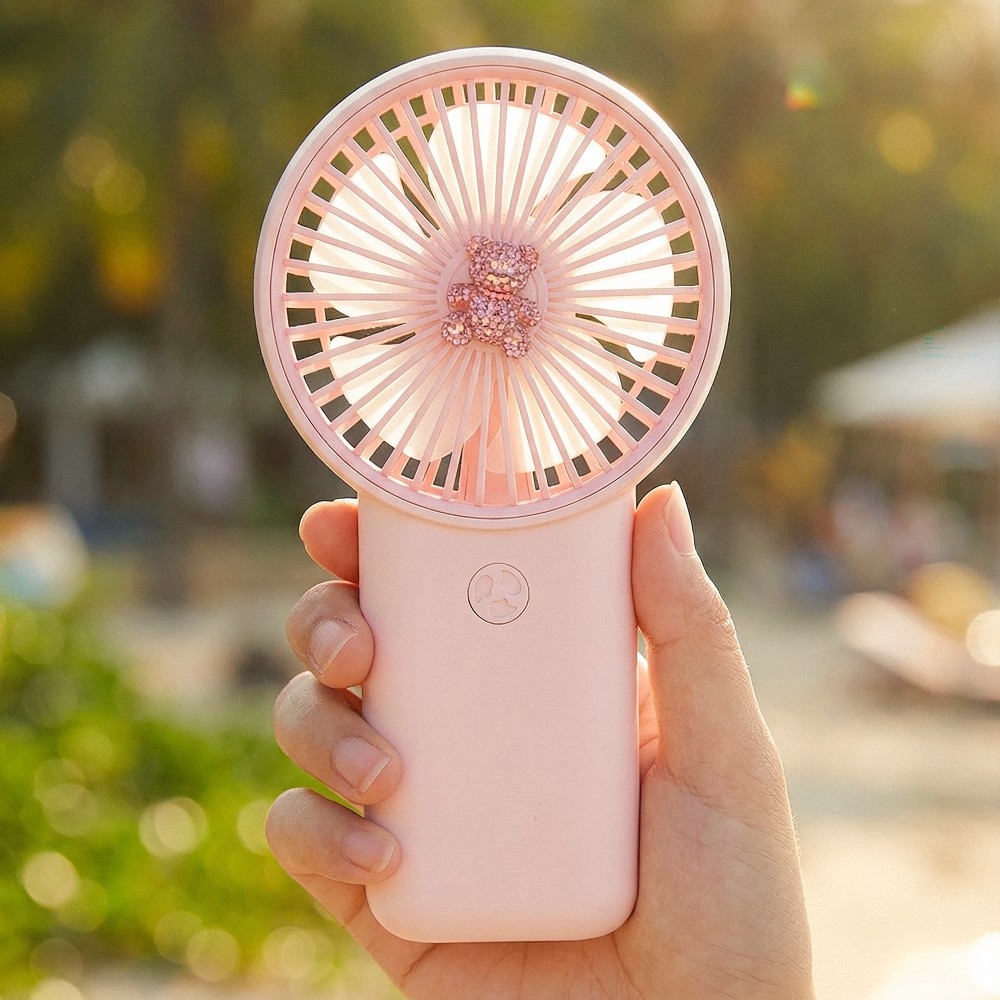 Pave Teddy Bear Handheld Rechargeable Fan