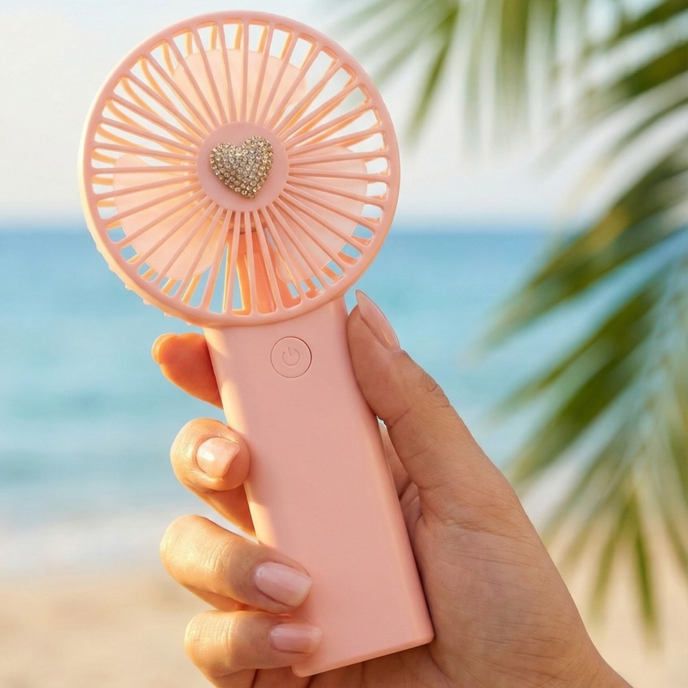 Pave Heart Portable Handheld Standing Fan
