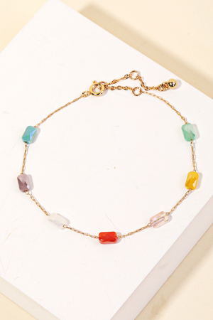 Dainty Rectangle Bead Chain Bracelet