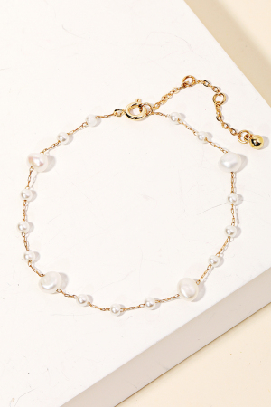 Dainty Chain Pearl Bead Bracelet