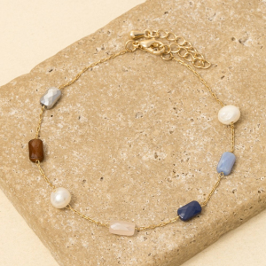 Pearl And Faceted Beads Dainty Chain Bracelet