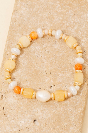 Mixed Stone And Pearl Beaded Bracelet