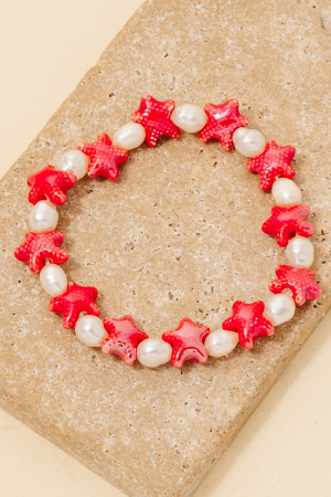 Starfish And Pearl Beaded Bracelet