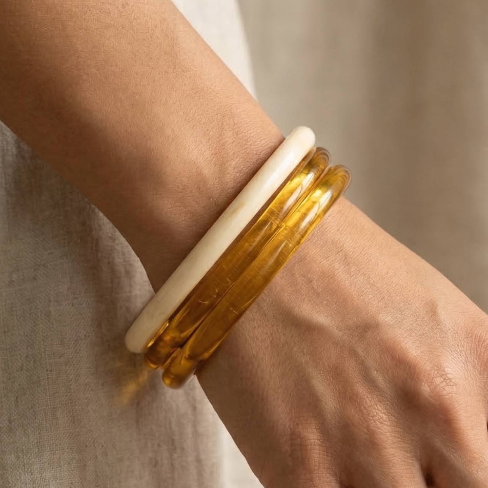 Thin Resin Bangle Bracelet 3 Piece Set