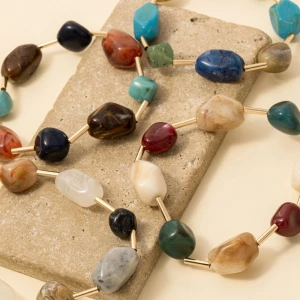 Metallic Bars And Rock Resin Beads Bracelet