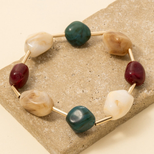 Metallic Bars And Rock Resin Beads Bracelet