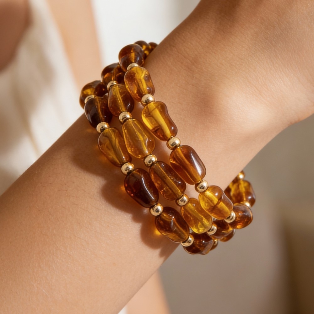 Irregular Marble Resin Beaded Bracelet Set